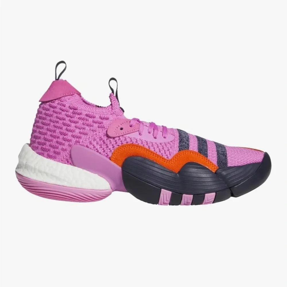 Vibrant Lilac and Black Sneakers with Orange Accents Trae 2 Basketball Sneakers